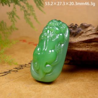 和玉情孤品新疆和田玉吊坠男女款碧玉貔貅苹果绿皮休挂件情侣款七夕
