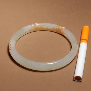 惊呆了方言和田玉精品青海料冰底白玉景泰蓝工艺60mm描金手镯a9